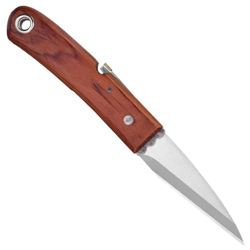 Folding Graft Knife Bud Graft Fruit Tree  Knife Wooden Handle Integrated Stainless Steel Graft Knife