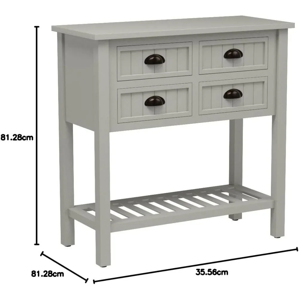 ترقية جديدة - طاولة وحدة تحكم برف واحد ذات 4 أدراج من Bailey Bead Board، 14 بوصة عمق × 32 بوصة عرض × 32 بوصة ارتفاع، أبيض عتيق - جودة عالية #3