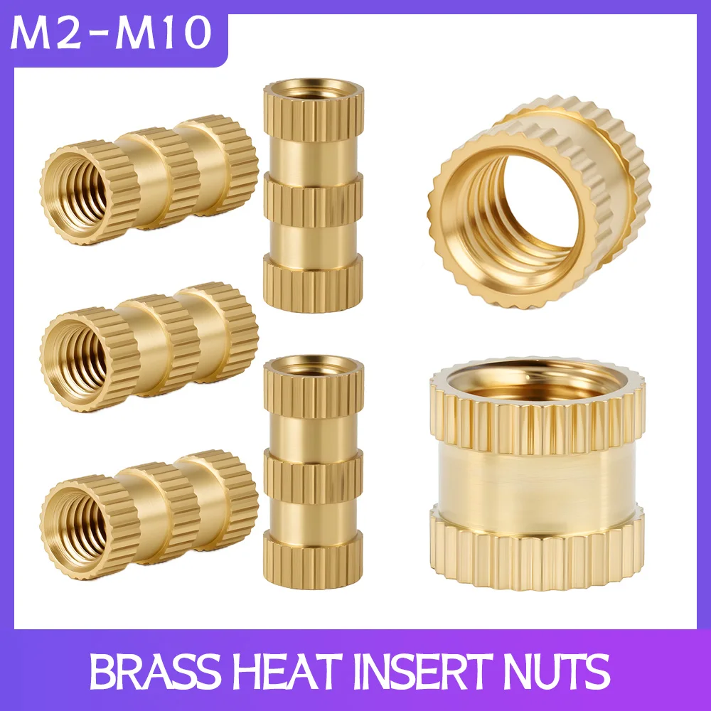 Brass Heat Inserts Nuts M2 M2.5 M3 M4 M5 M6 M8 M10 Holt Melt Molding Injection Embed Insertnut Threaded Insert For 3d Printer