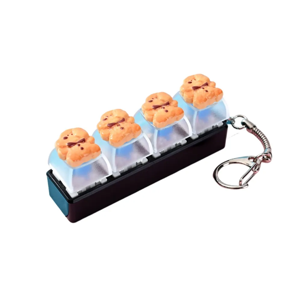 Pendant 4 Key Fidget Keychain Cartoon Pressable Keycap Fidget Biscuit Animals Mini Mini Keyboard Pendant Party Gift