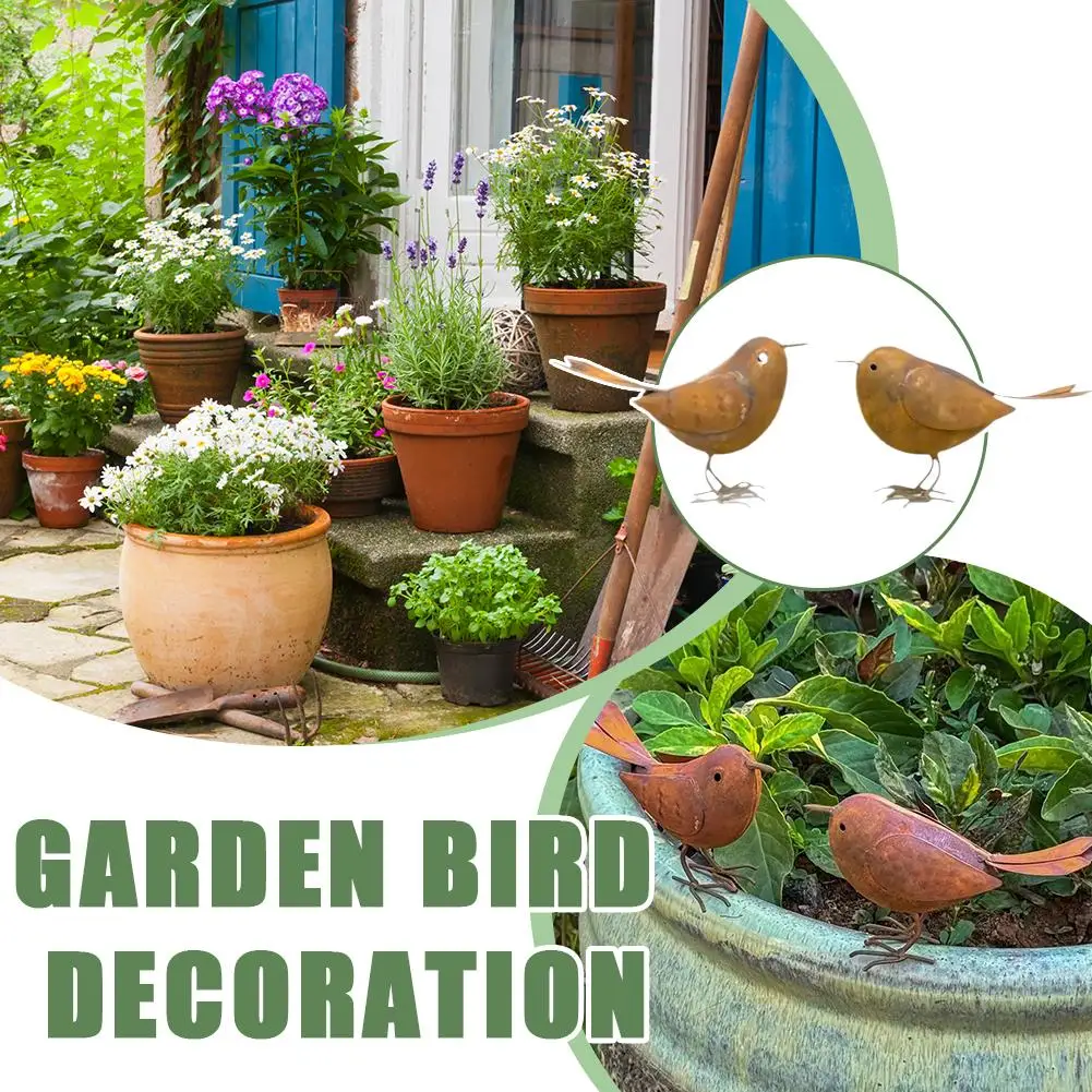 American Country Metal Bird Garden Ornament Courtyard Outdoor Iron Craft Simulated Bird Plug In Lawn Patio Decorative Accessory