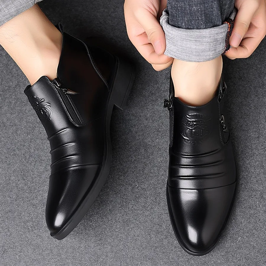 Herren Chelsea Boots in Übergröße, mit seitlichem Reißverschluss, runder Zehenpartie, lässige Stiefeletten für den Alltag und Winteranlässe – Detail 19