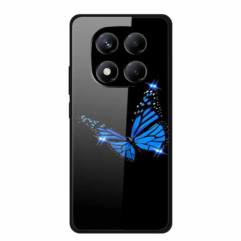 Redmi Note 14 pro 4G 케이스 용 전화 케이스 Xiaomi Redmi NOTE14 pro 4G 글로벌 강화 유리 커버 용 꽃 패턴 범퍼 Funda