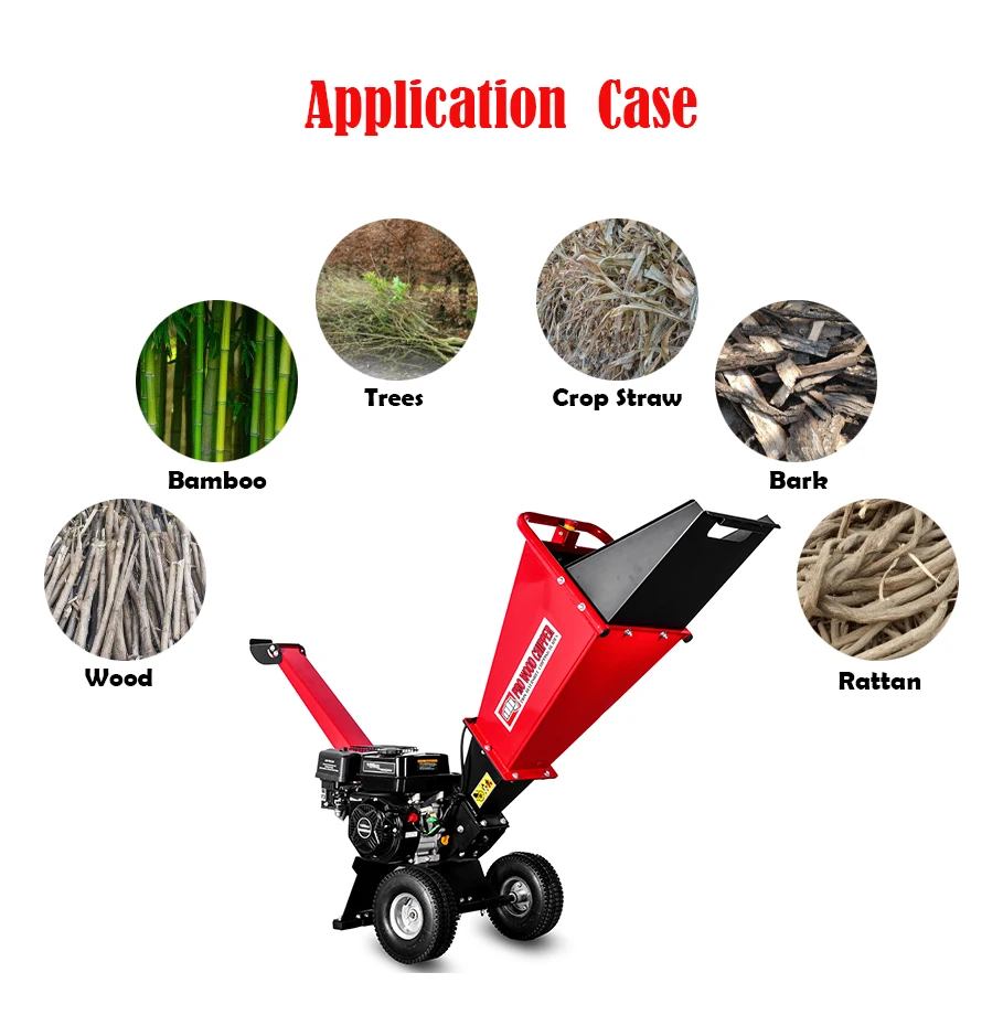 CE/TUV 7HP Factory promotional Wood Crusher tree shredder Machine Making Sawdust Gasoline mulcher chipper electric wood chipper