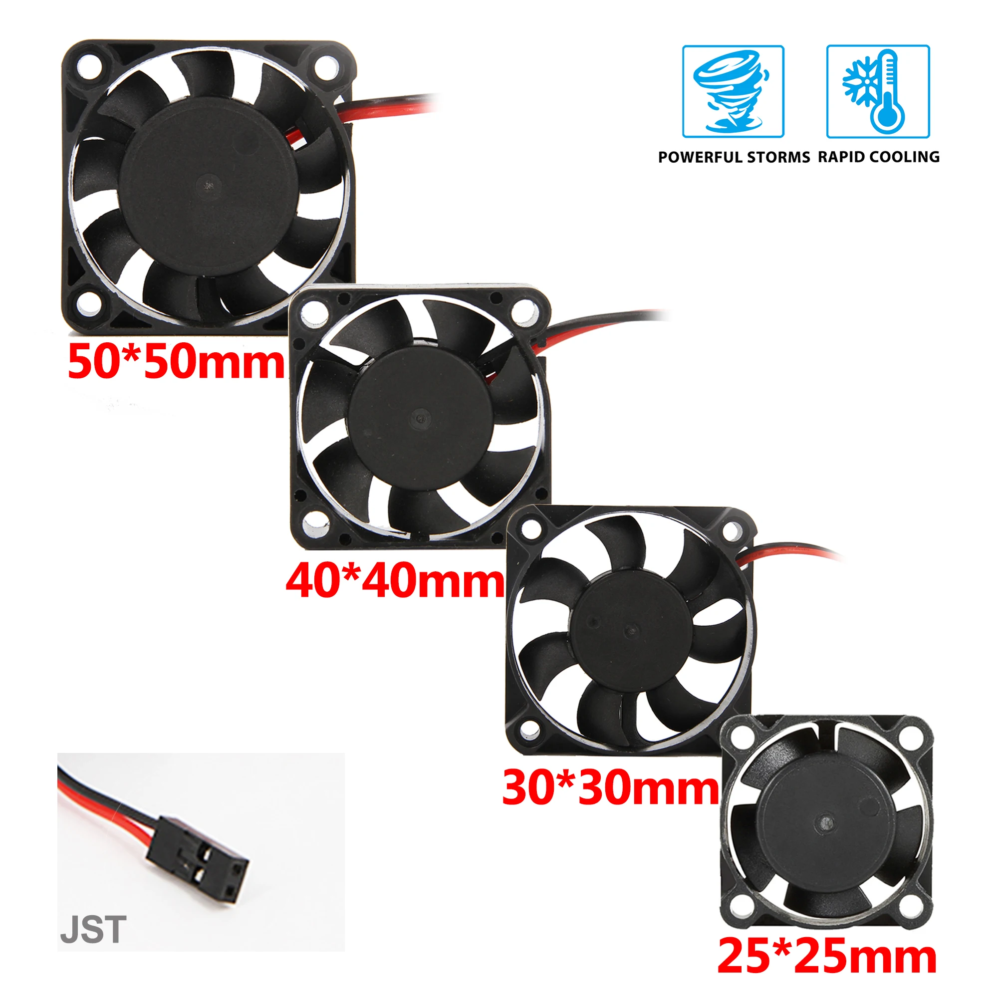 25/30/40/50mm RC Fan 5-12V DC Heat Sink High Wind Rapid Cooling Max 16380RPM 30/60/120/150A ESC 36/42mm 3650 Motor Car Parts