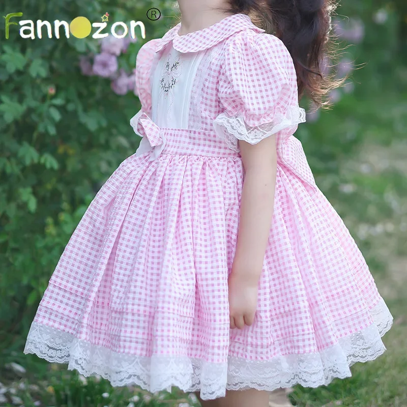 

2ps Hairpin New Kids Clothing Lolita Lacs Voile Kids Clothes Baby Summer Dress Girls Casual Soft Design Princess Vestidos 2-7T