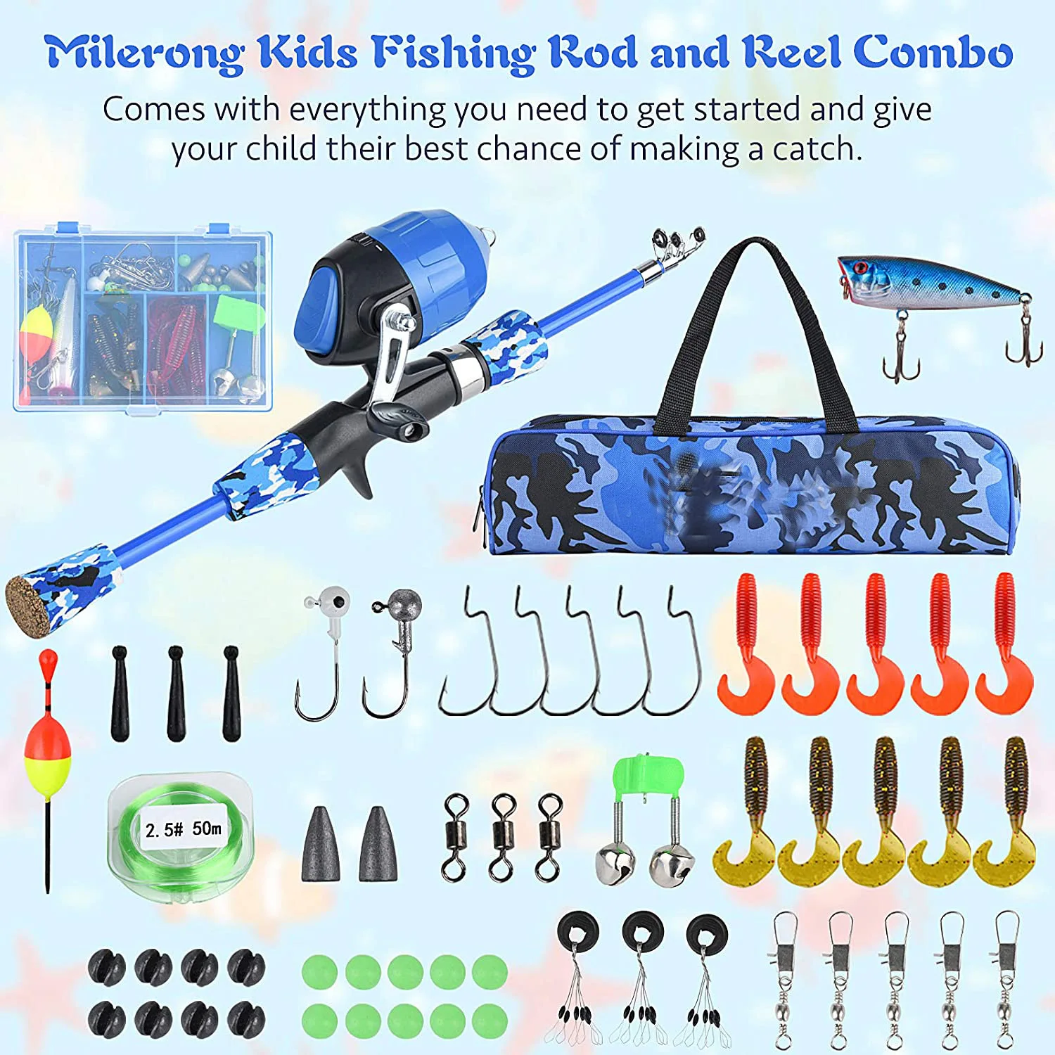 

Children's Telescopic Fishing Rod Outdoor Fishing Gear Suits Kids 1.2-1.5 m Adjustable Fish Pole Reel Fishing Tools Accessories
