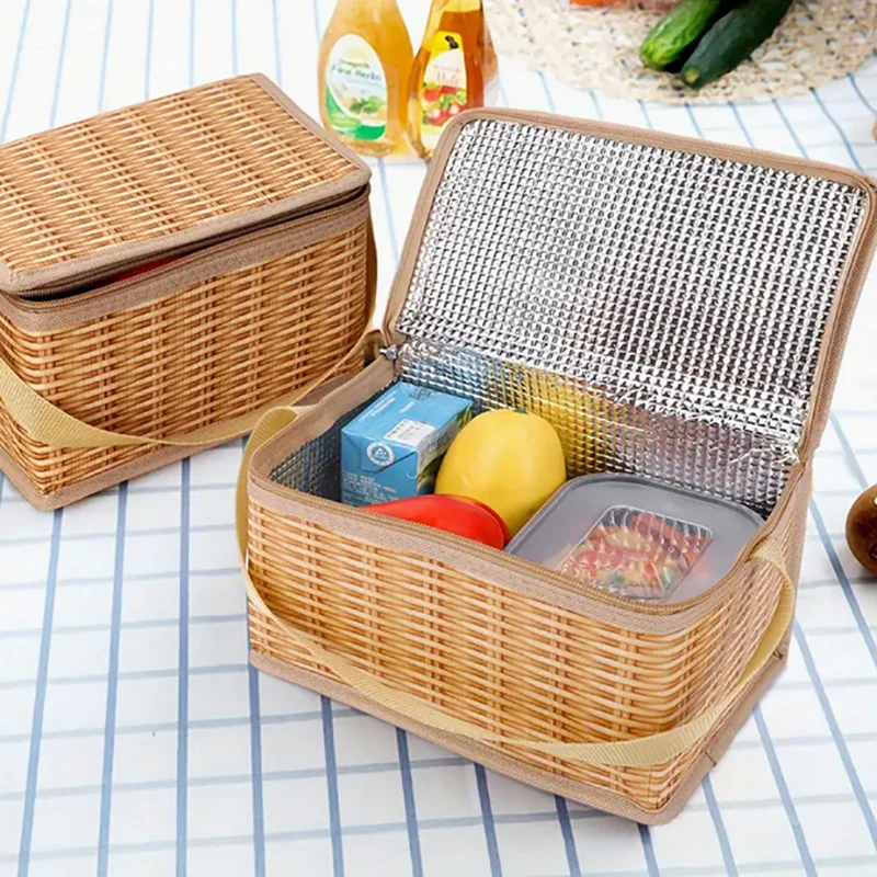 Portable Outdoor Picnic Bag Waterproof Tableware Insulated Thermal Cooler Food Container Basket For Camping Picnic