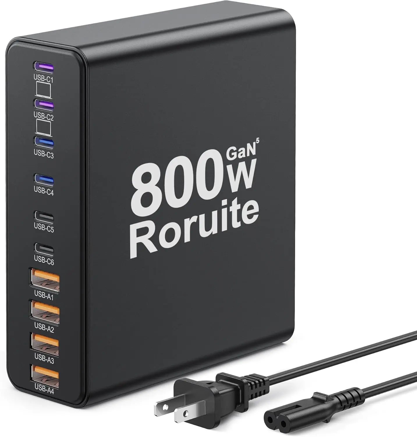 

800W USB Charging Station, 120W PD GaN5 Charger - 10 Ports, USB-C for Laptop, MacBook, iPhone, iPad, Galaxy (Black)