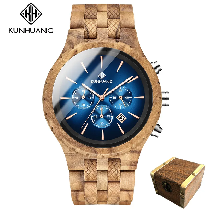 Men Watch Men\'s Wood Man Quartz Wristwatches Luminous Male Watch Chronograph Personalized Custom Logo Carved Watch Relogio