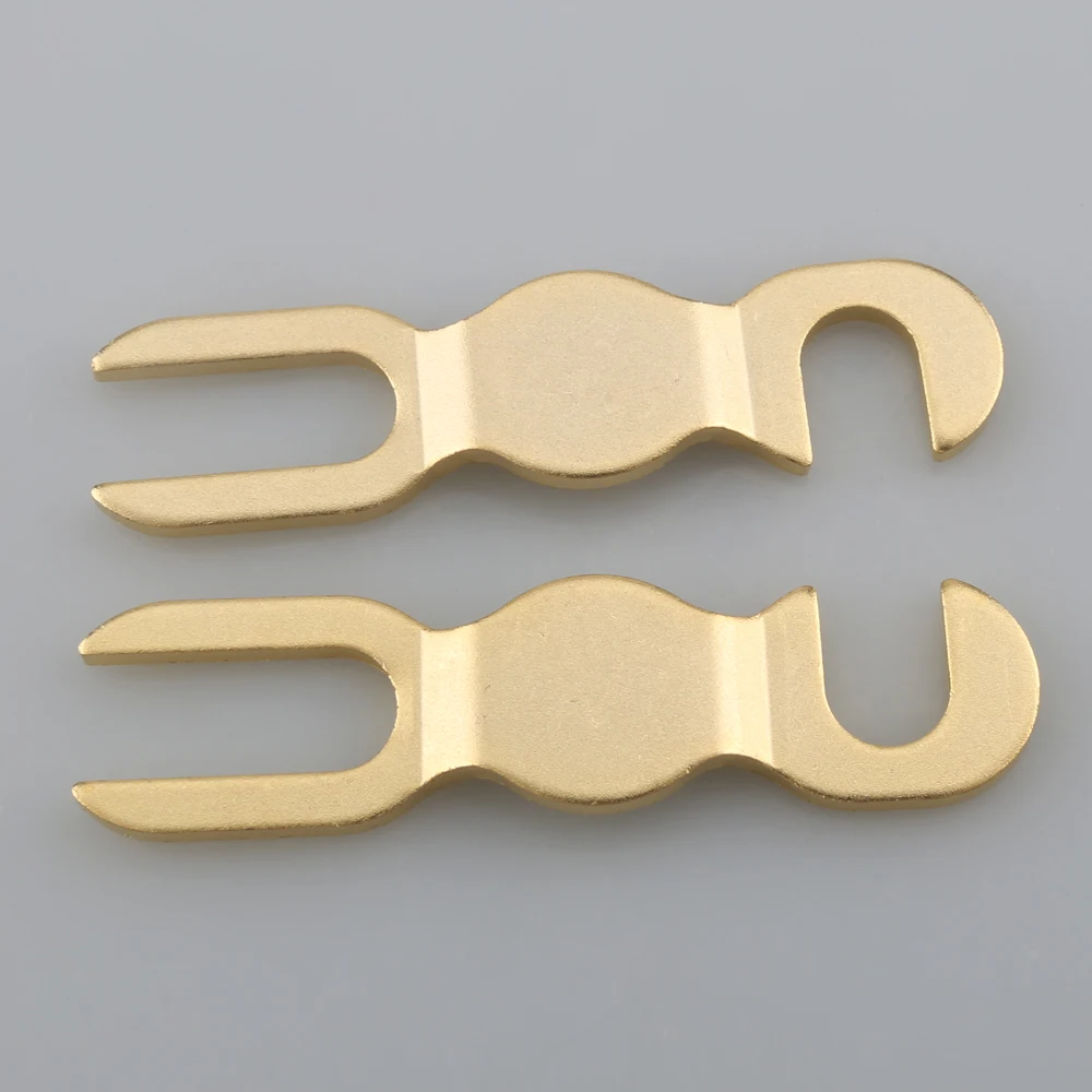 4PCS Red Copper/Sliver/Gold plated KTV Speaker Jumper Bridge Cable U Fork Audio Terminal Connector DIY audio Y spade plug - Image 2