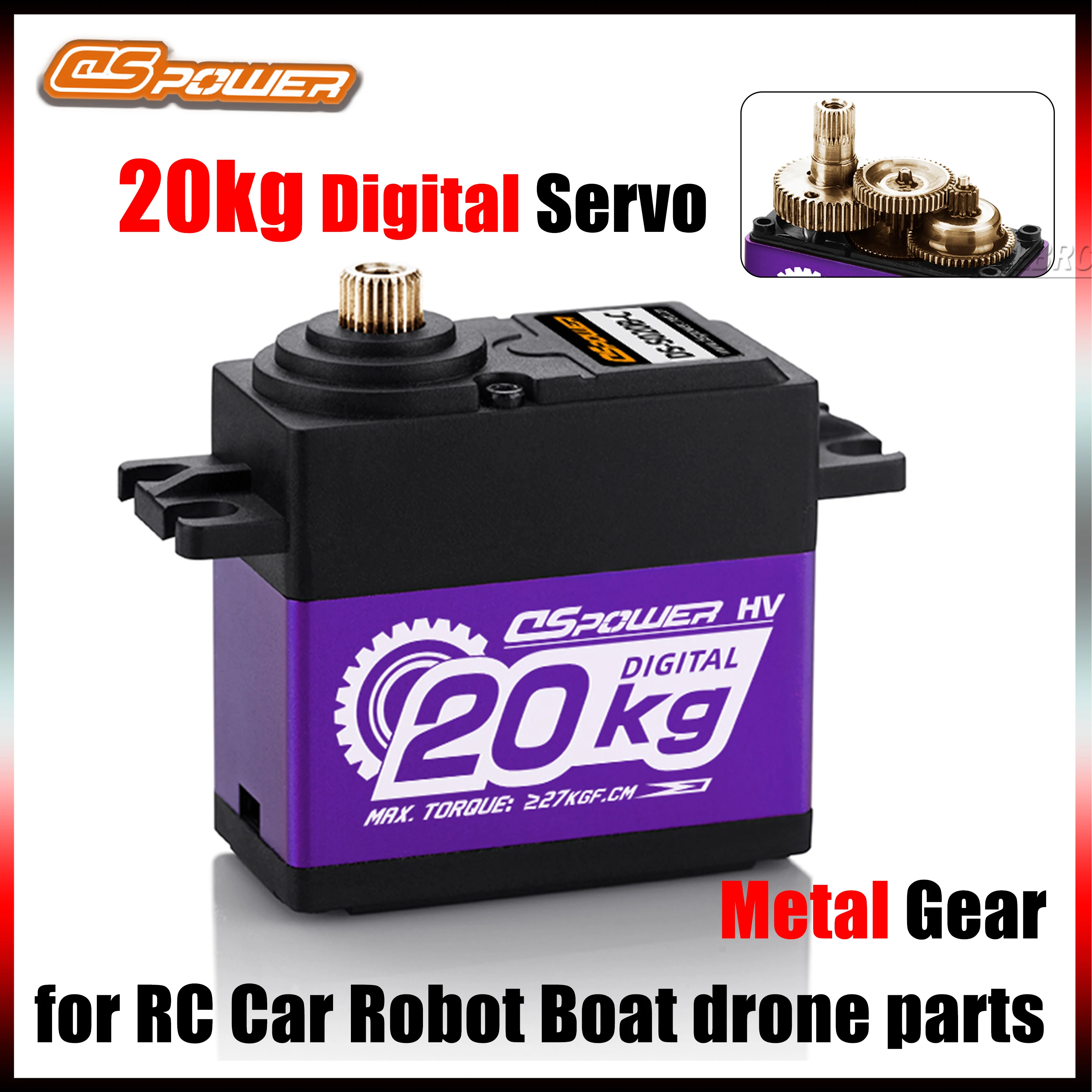 DSpower 20KG メタルギア防水大トルクデジタルサーボ高速モーター 6.0 〜 7.4V RC カートラックボートドローンアクセサリー用