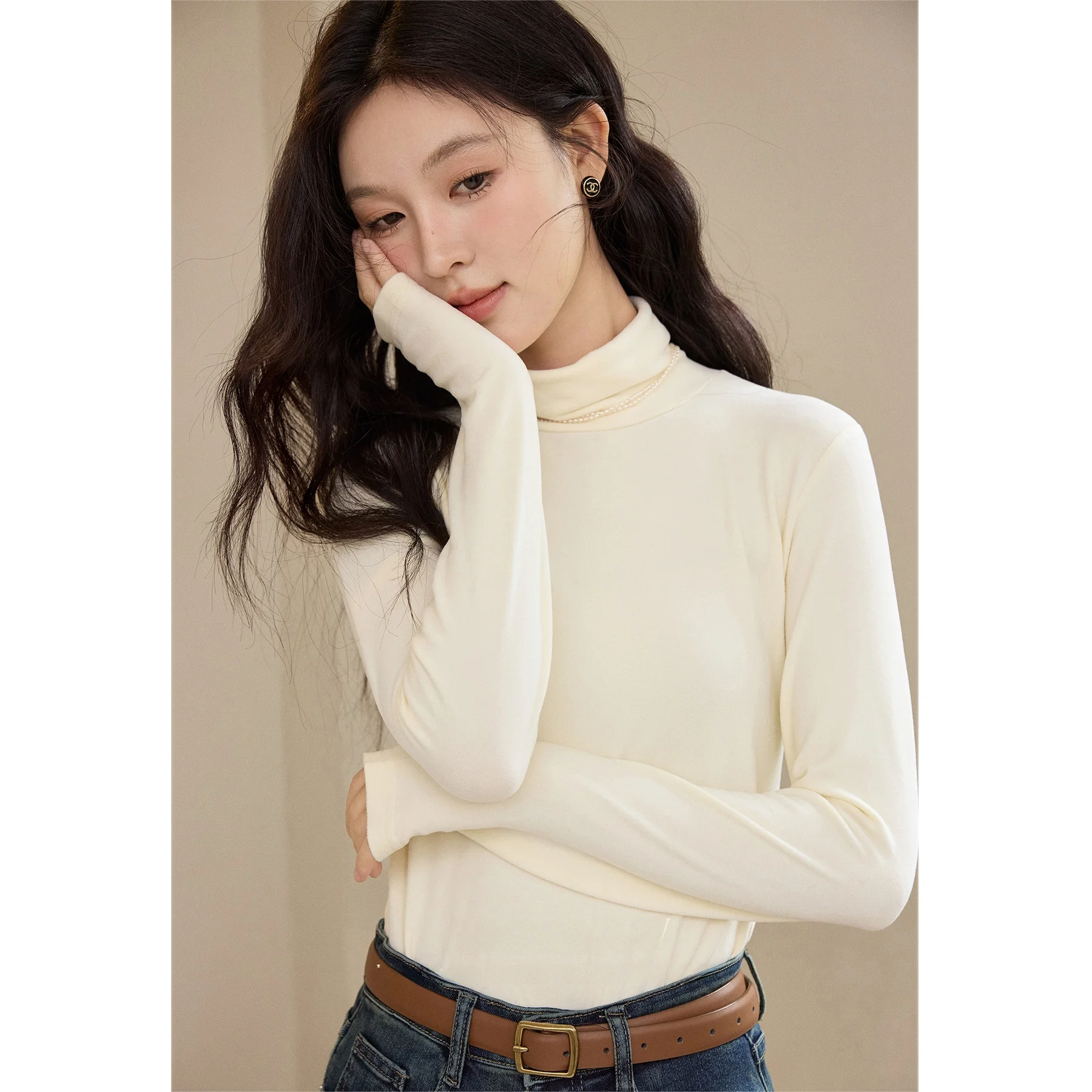 

Warm Knitted Sweater High Collar Commute Sle Women's Faion Winter 2025 New Arrival Snow Dance Light Sing Knitwear