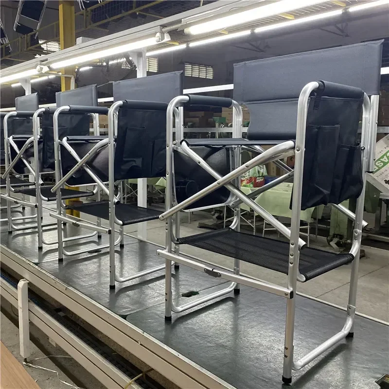 كرسي مدير طويل قابل للطي مع حامل أكواب طاولة جانبية ومسند للقدمين وحقيبة حمل لفناني الماكياج والعملاء كرسي قابل للطي #5