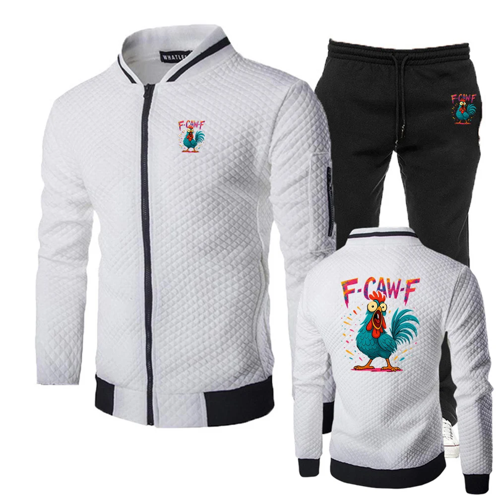 2025 Men's F Caw F Chicken Logo Print Creative Graphic Spring And Autumn Comfortable Versatile Hoodies Pants Suits