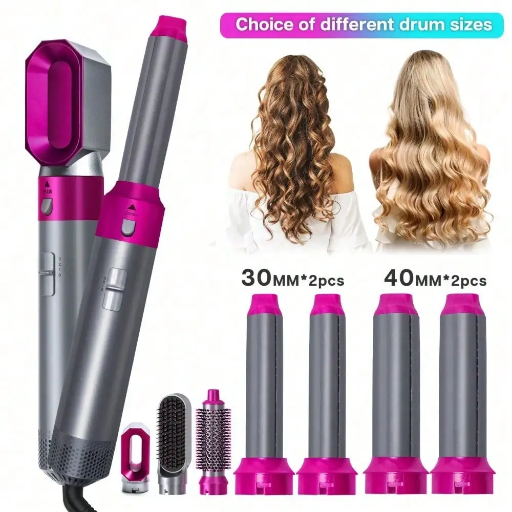 A New Generation Of Upgraded Version Of Strong Suction Five-In-One Hot Air Comb, Multi-Functional Head Changer, Hair Dryer, Straight Curling Iron, Hair Dryer Suitable for women's daily beauty care. 1-piece set. Ideal for holiday gifts. No damage.