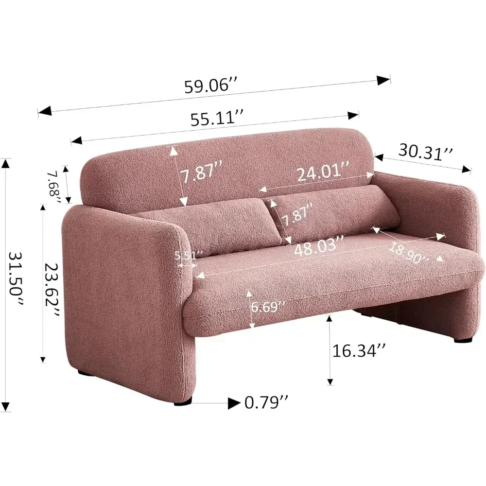 Lamb Fabric Armed Chair Comfy Upholstered Armchair Leisure Single Sofa Chair with a Waist Pillow