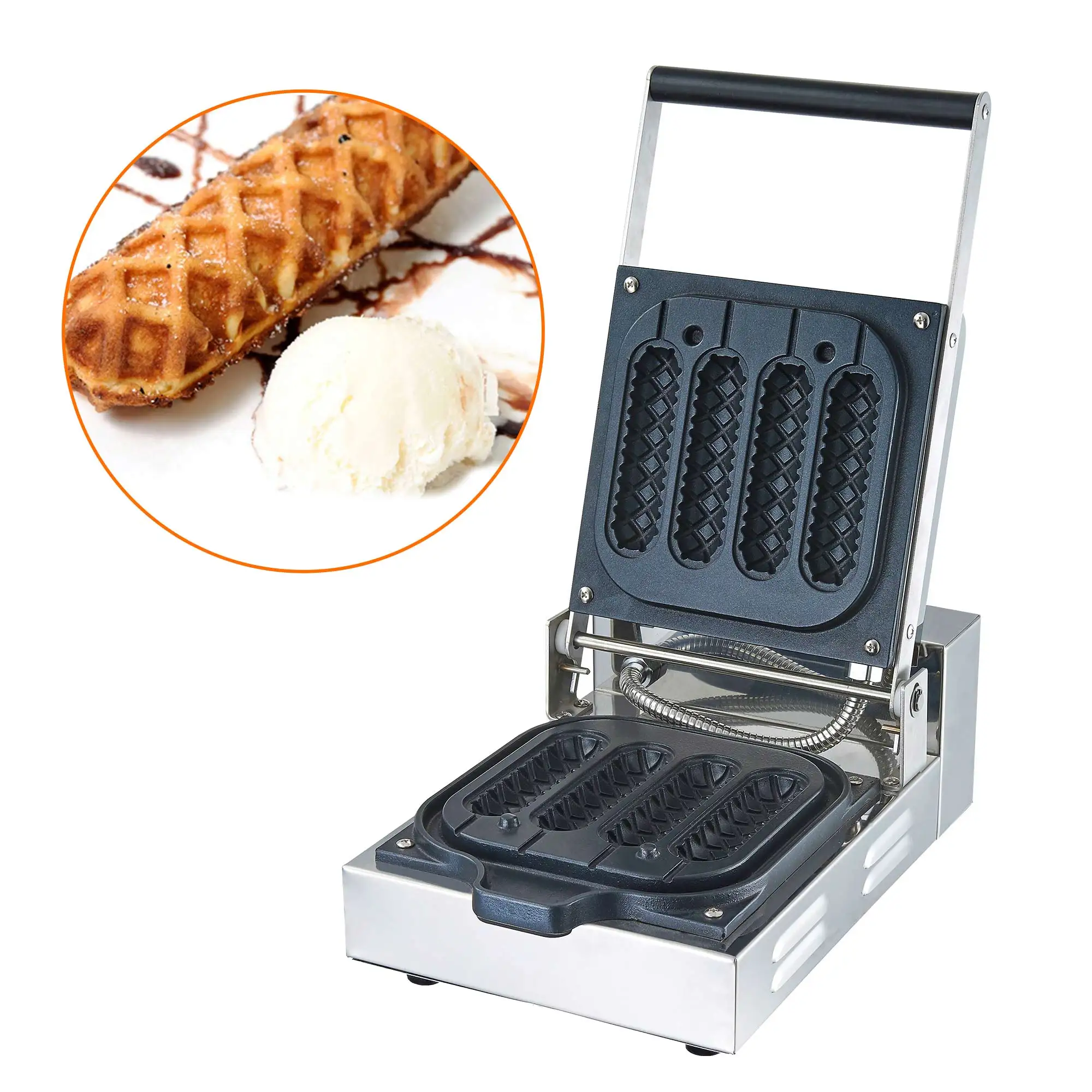 Popular Commercial 220V 4 Pieces Hot Dog Waffle Maker French Muffin Sausage Machine