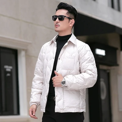 2023 new arrival winter jacket 90% White goose down lapel jackets men,mens fashion thicken warm parkas trench coat size M-4XL