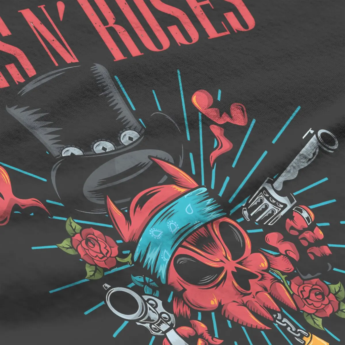 Pistolety i róża Heavy Metal koszulka poliestrowa dla kobiet Humor czaszki letnia koszulka T Shirt nowość modne — zdjęcie 4