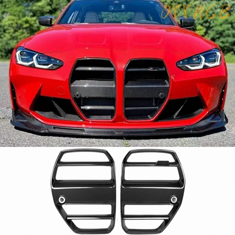 Dry Carbon Fiber Front Bumper Grille Air Intake Racing Grills For BMW M3 M4 G80 G82 G83 2021-2023 V/ST Style