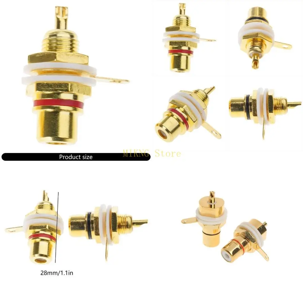 2Pieces Gold  sound Plugs Red and Black Set Chassis Panel Mount Adapters Suitable for Home Theater and Equipment best sale