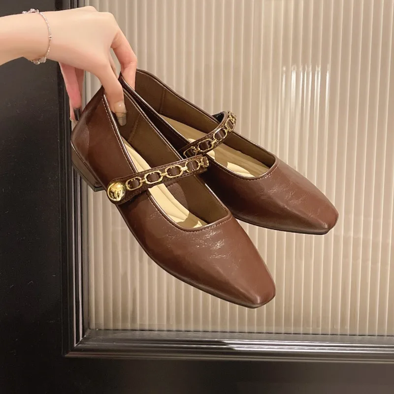 نمط جديد يشبه الجنية مع تنورة، حذاء نسائي فردي مكتنز من French Mary Jane