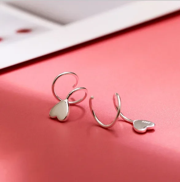 925 Silver Lover Stud Earrings For Women Girls Fashion Jewelry Heart Earrings Korean Earrings