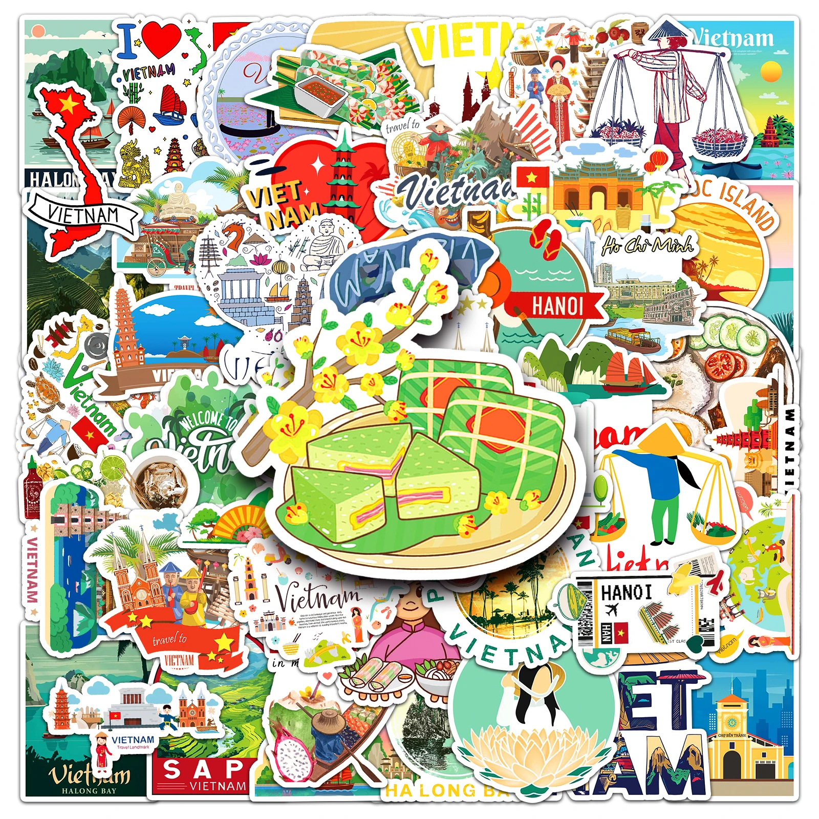 50pc Cartoon Vietnam Cute Graffiti Stickers Suitcase Laptop Skateboard Personalized Stickers