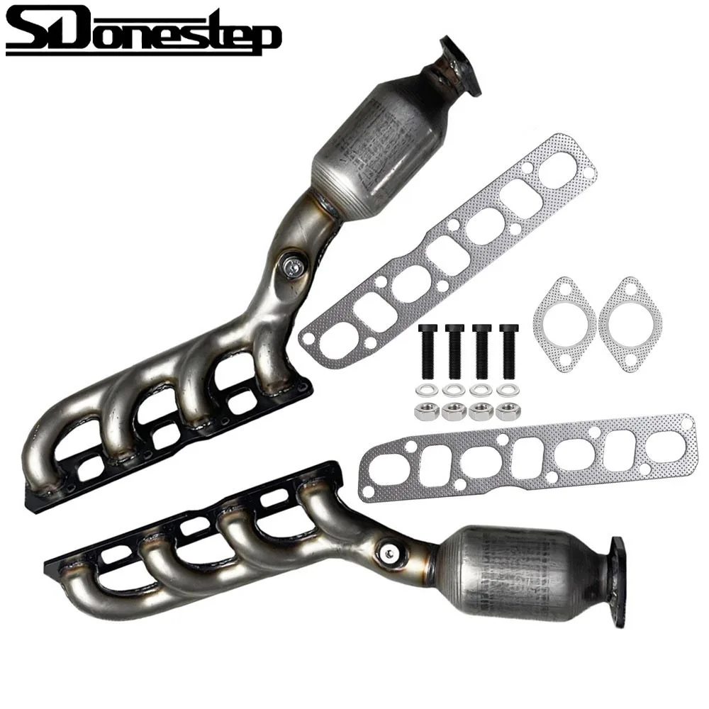 Front Left & Right Exhaust Manifold & Catalytic Converter w/Gasket Set For 2005-2013 Pathfinder Armada QX56 Titan