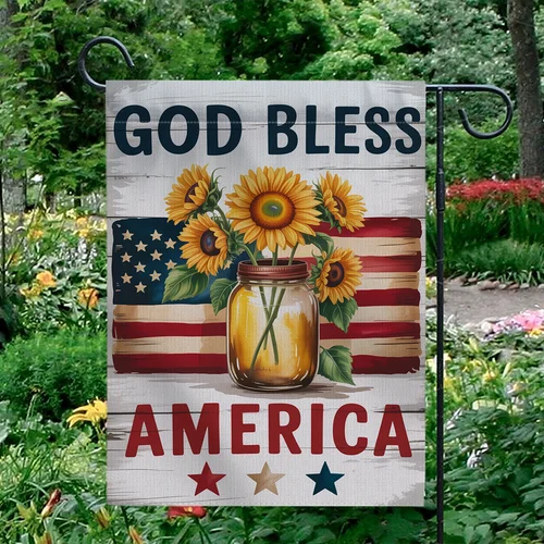 God Bless America Garden Flag Sunflower Patriotic USA Flag Rustic Farmhouse IIX WZZ yyi