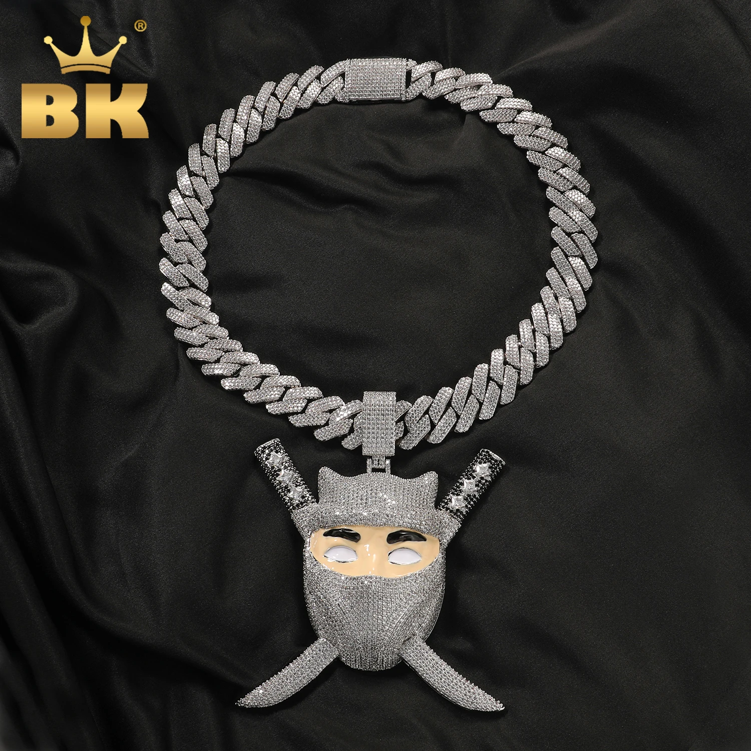 

TBTK Big White Ninja Pendant Limited Edition Weapons Sheath Sword Can Be Removed Pendant Necklace Hiphop Jewelry
