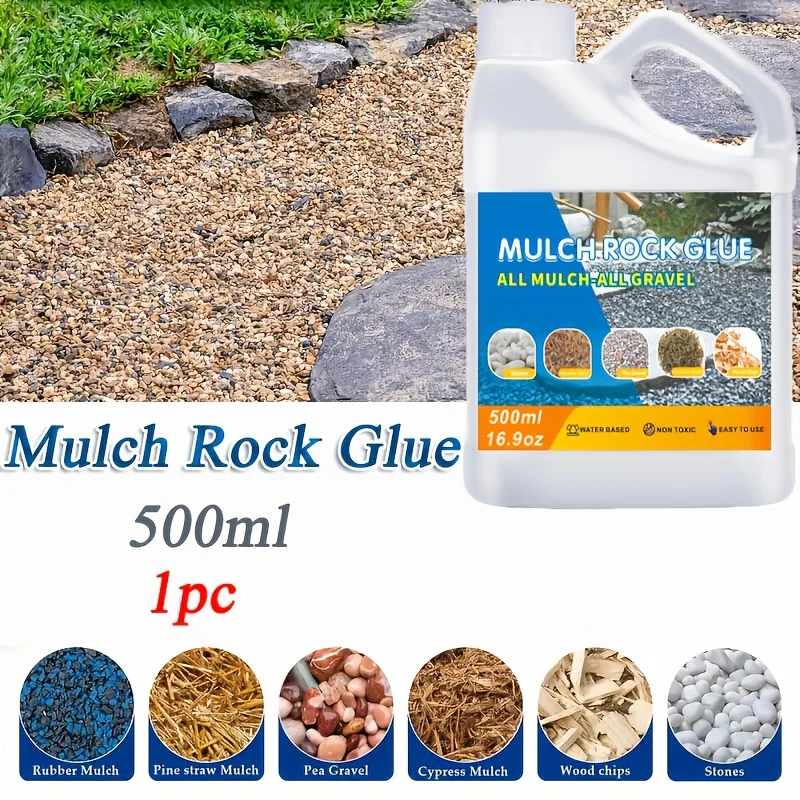 500ml Mulch Rock Glue Water Based Non Toxic Strong Adhesive For Stones Pea Gravel Wood Chips Pine Straw Mulch Landscape Projects