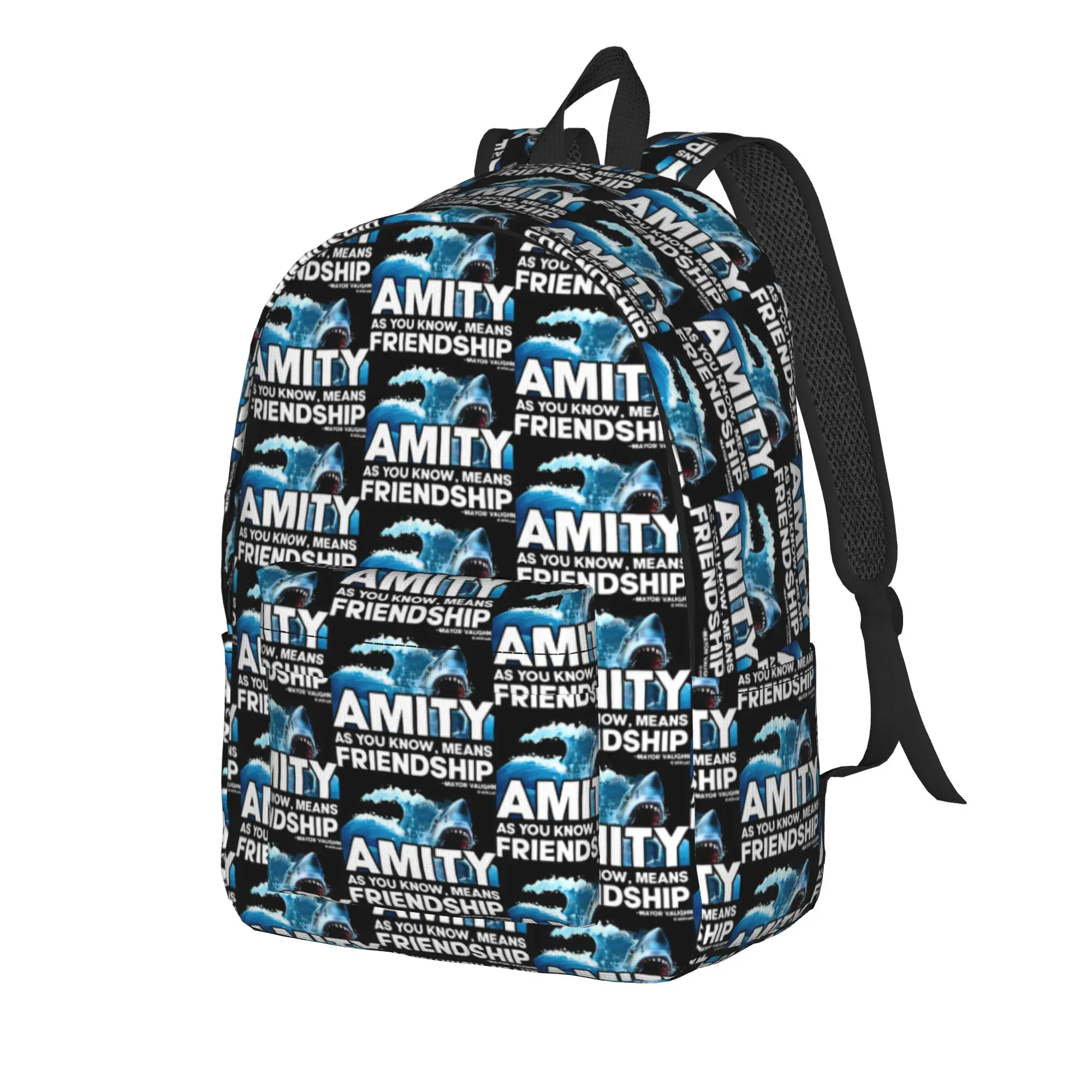 Jaws Movie Amity Means Friendship Backpack  Style Backpacks Men Travel Print School Bags High Quality Rucksack
