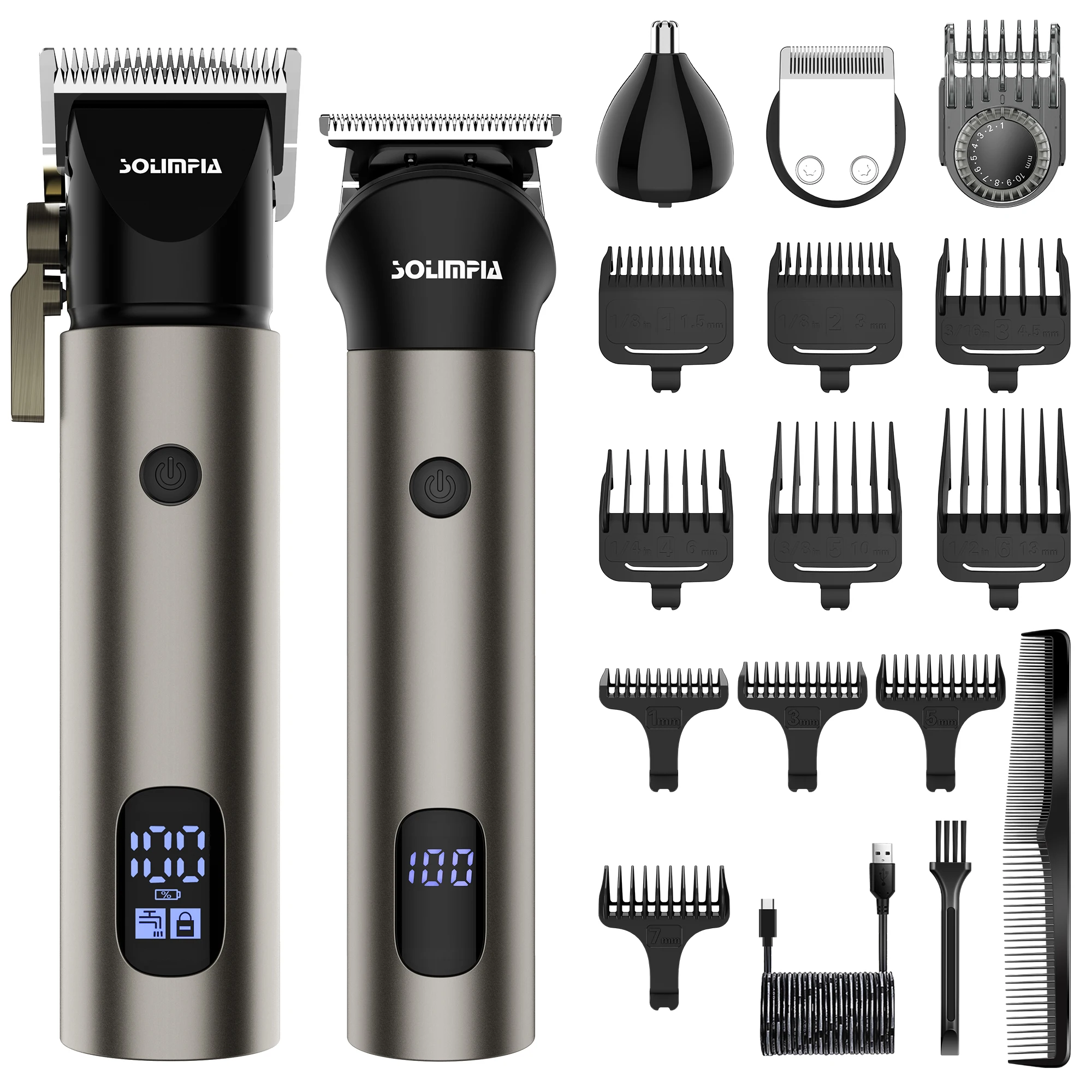 Solimpia hair clipper set T blade hair barber clippers gentleman hair cutting machine bronze cordless hair trimmer