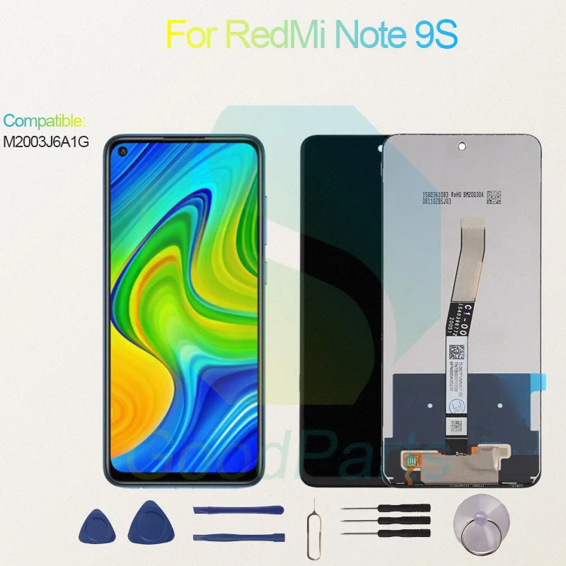 Test Before Ship For RedMi Note 9S Display Touch Screen Digitizer Panel Assembly Lcd Screen M2003J6A1G Note 9S Screen Display