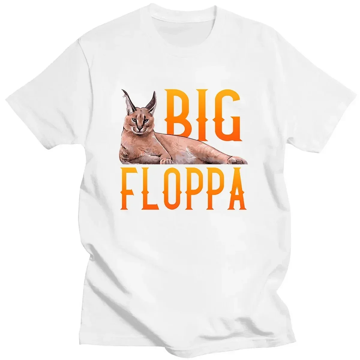 Kawaii Couple Hip-pop T-Shirt Popular Couple Wear Big Floppa Meme Women Men Comfortable Breathable Cotton Tees Caracal Cat Print