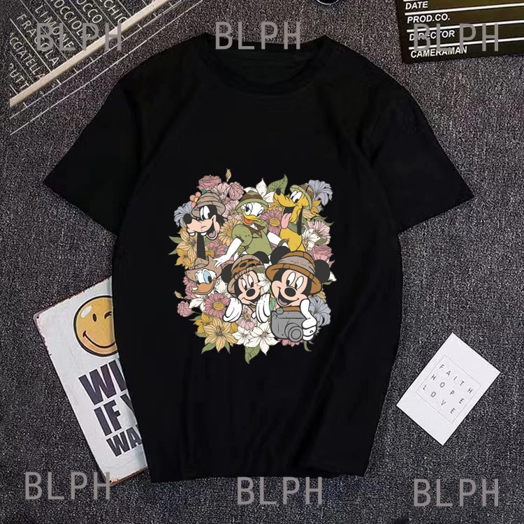 

Mickey Mouse Cartoon Harajuku Parent-child T-shirt Disney Adult Children's Sports Suit Summer Breathable Fashion