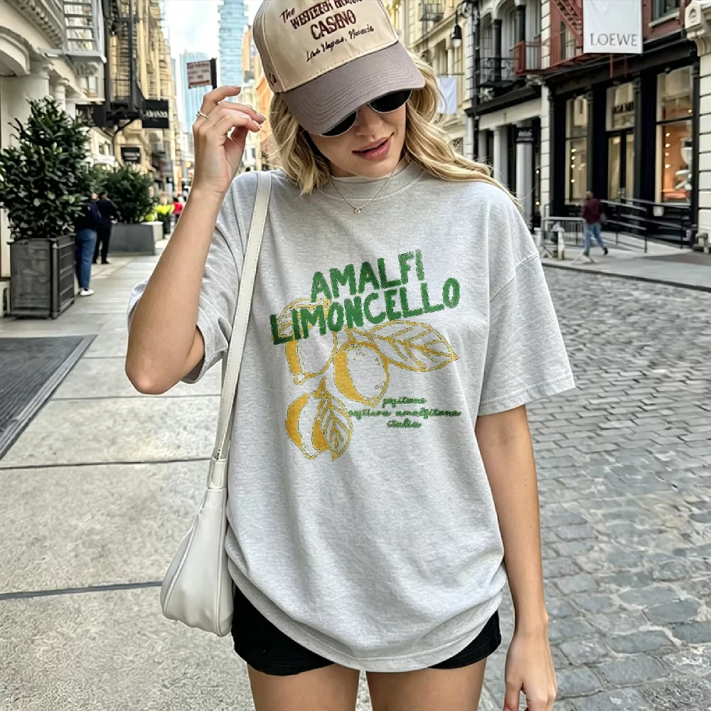 Vintage Lemon Graphic Cotton T-Shirt Italian Boho Limoncello Design Comfort Colors Crew Neck Short Sleeve Retro Trendy Tee Tops
