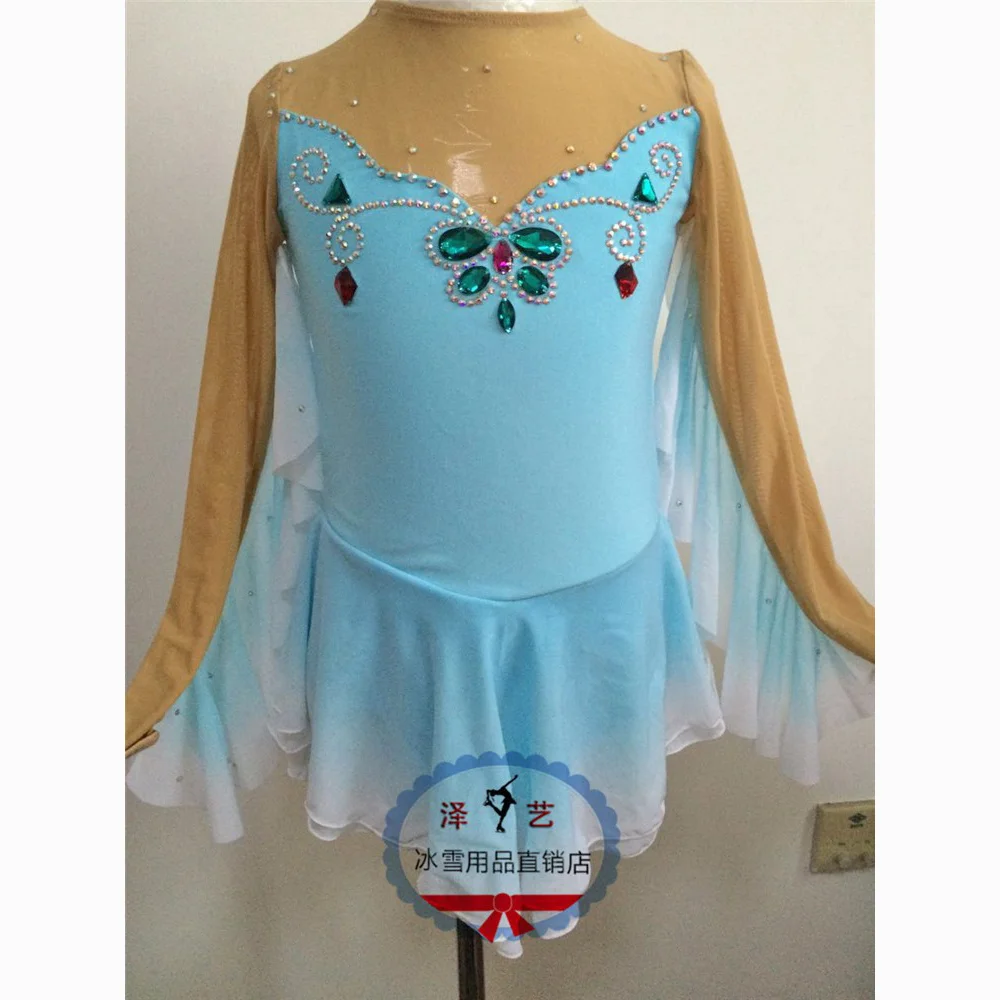 

LIUHUO Women Aldult Girl Customize Costume Performance Competition Leotard Ice Figure Skating Dress Dance Teen Ballet Blue Child