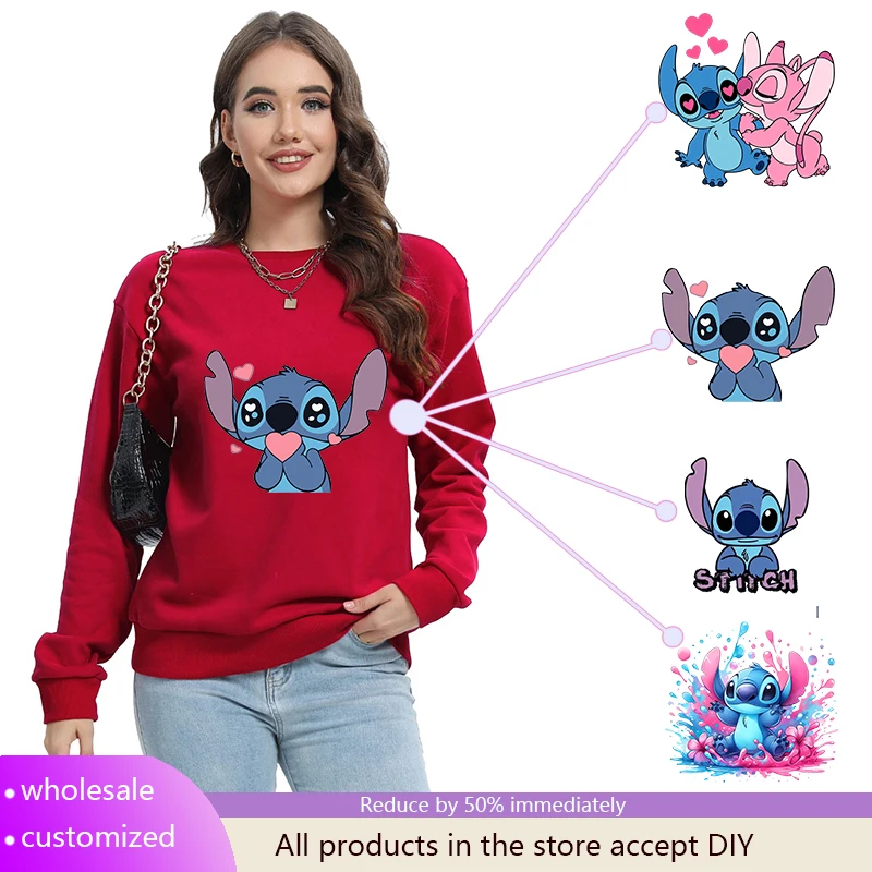

Stitch Woman Sweatshirts sweater Hoodies Long Sleeves Y2k Black Clothing Trends Pullovers Ladies Top Disney Hoodie Y2k Clothes