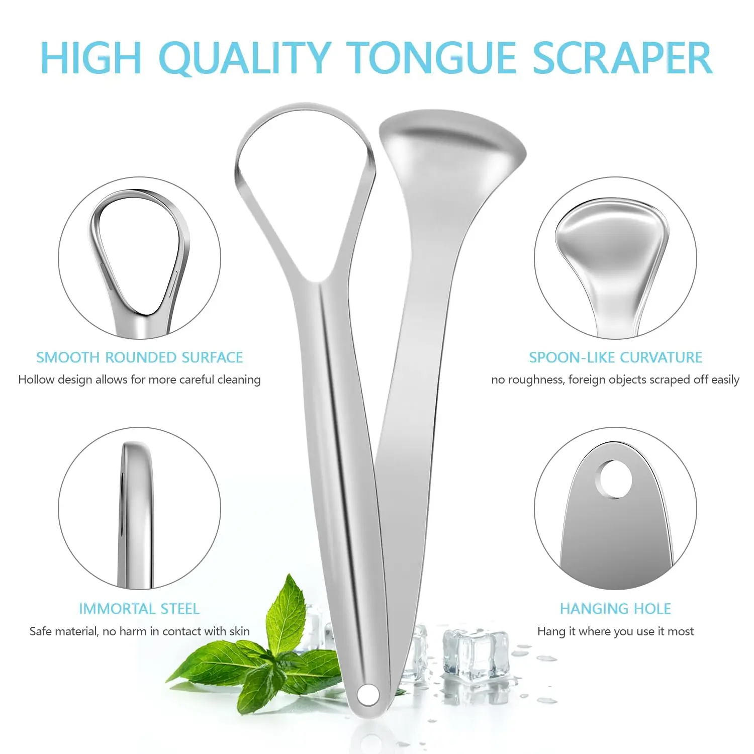 1/2/3PCS U-Shaped Tongue Scraper Tongue Coating Cleaner for Adults Stainless Steel Tounge Scrappers Portable Tongue Scrappers