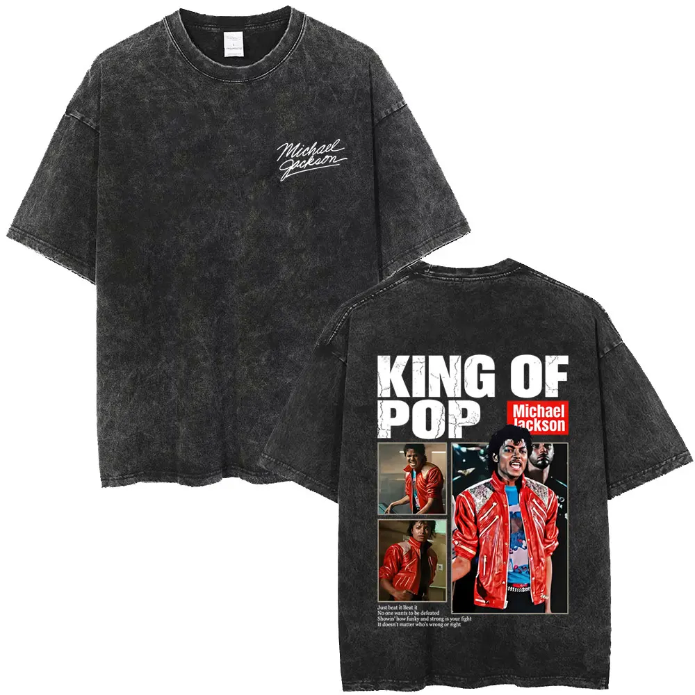 

Michael Jackson King of Pop Vintage Washed T-shirt Thriller Merch T Shirts Fans Gift Men Women Retro Gothic Rock Trend T-shirts