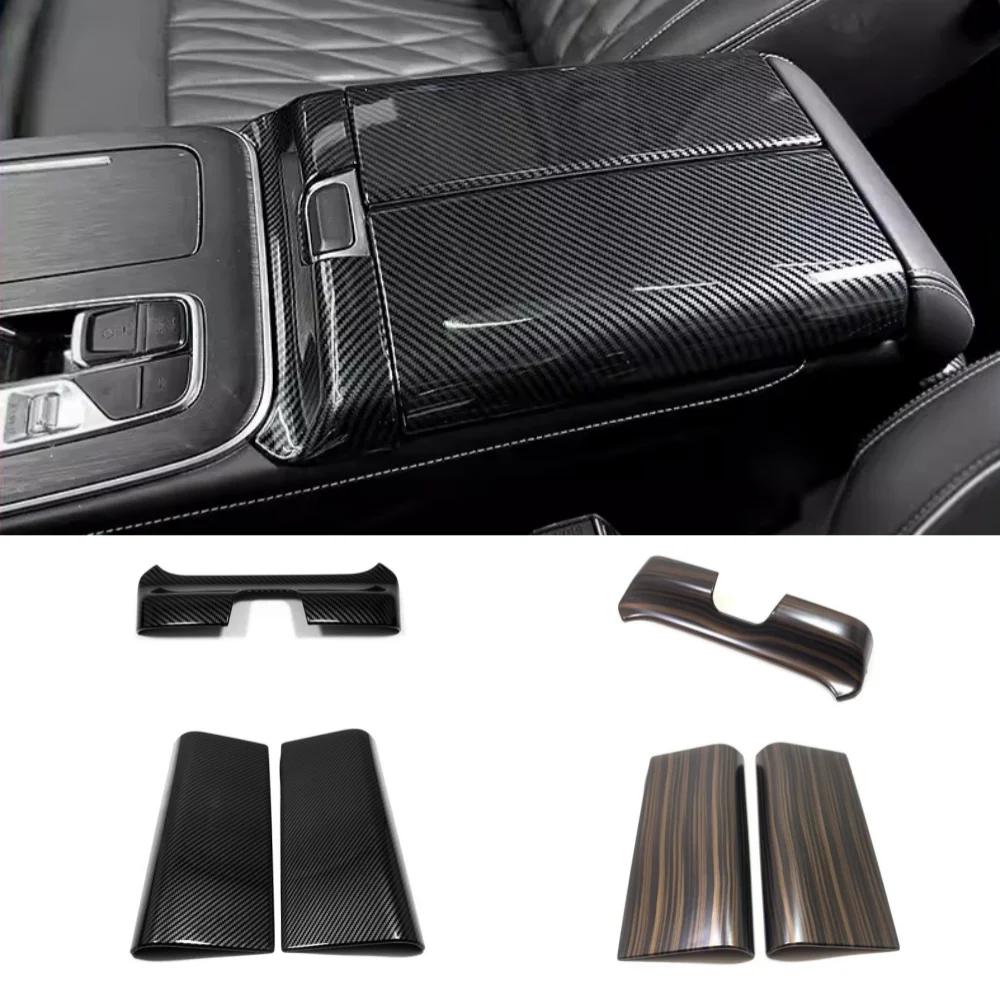 

For Trumpchi GAC GS8 2022 2023 2024 accessories Car armrest storage box button decor frame Switch Panel Cover trim ABS Carbon