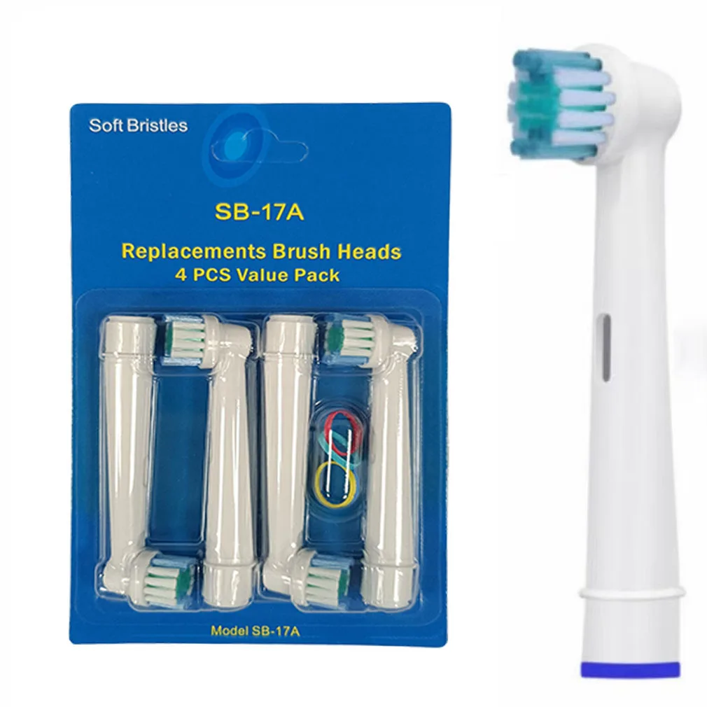 4 PCS /set Electric Toothbrush Replaceable Head Tooth Brush Heads For Oral B Electric Brush Nozzles Soft Dupont Bristle SB-17A