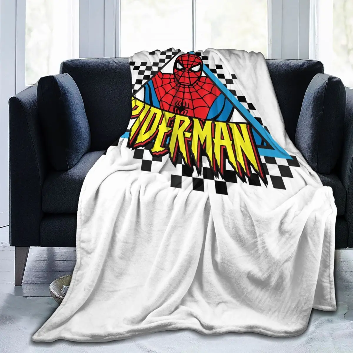 Spider Man 90's Themed Logo Plush Blanket Girls Boys Flannel Bedding Throws For Bedroom Soft Custom Quality Bedspread Gift image 5