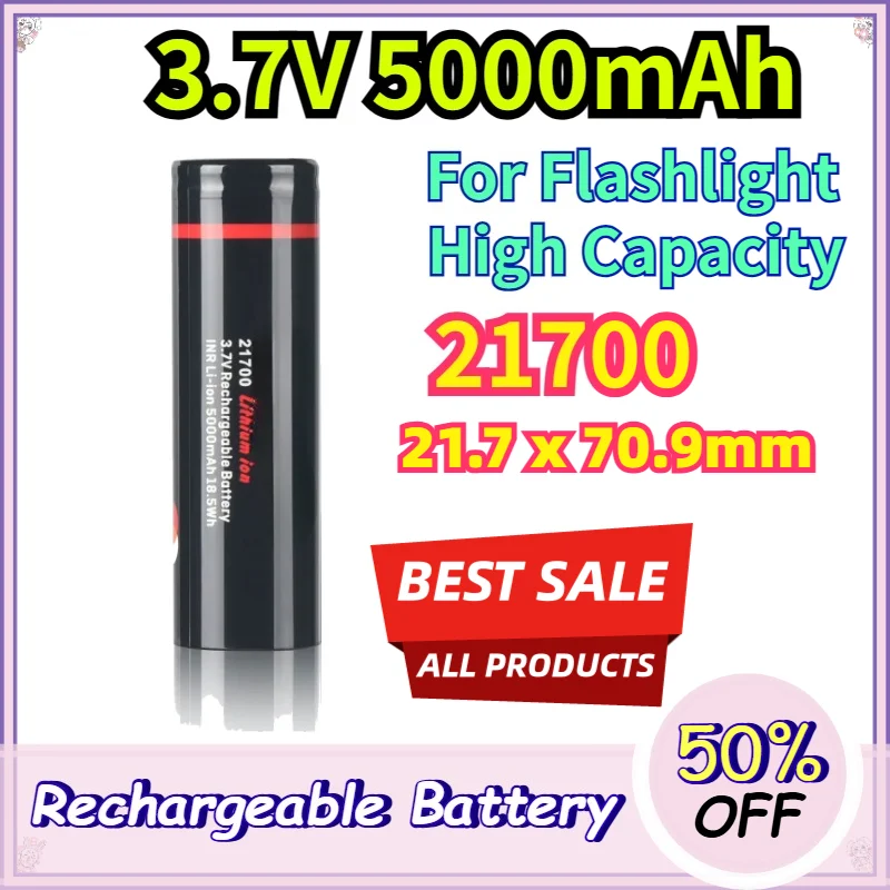 21700 lithium battery 3.7V rechargeable battery 5000mAh high-power flashlight battery Lithium-ion batteries are widely used
