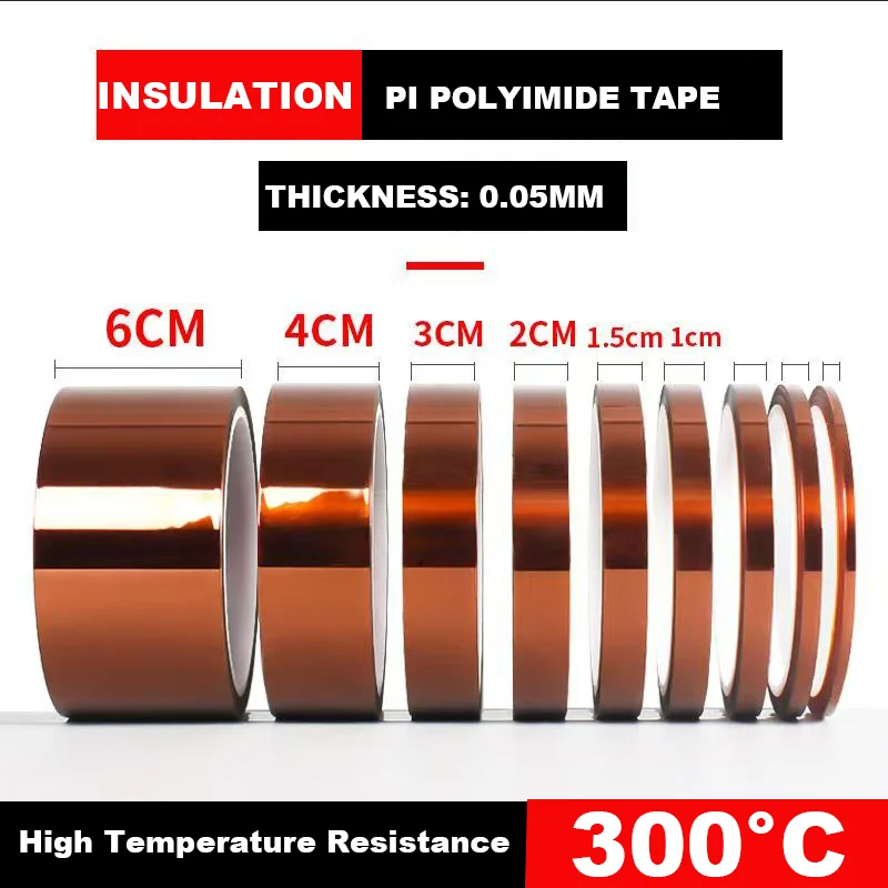 5mm-150mm High Temperature Resistant Heat BGA Kapton Polyimide Insulating Thermal Insulation Adhesive Tape for 3D Printer Parts