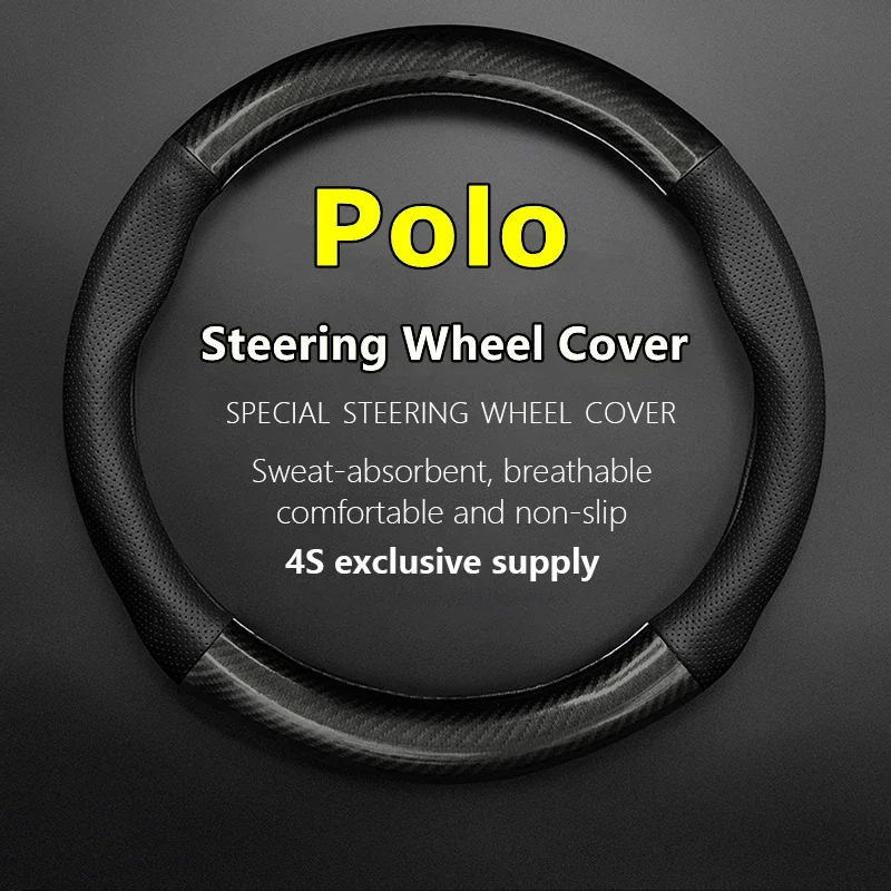 No Smell Thin For VW Volkswagen Polo Steering Wheel Cover Genuine Leather Carbon Fiber 1.4 1.6 Cross AT 2004 2005 2006 2007 2008