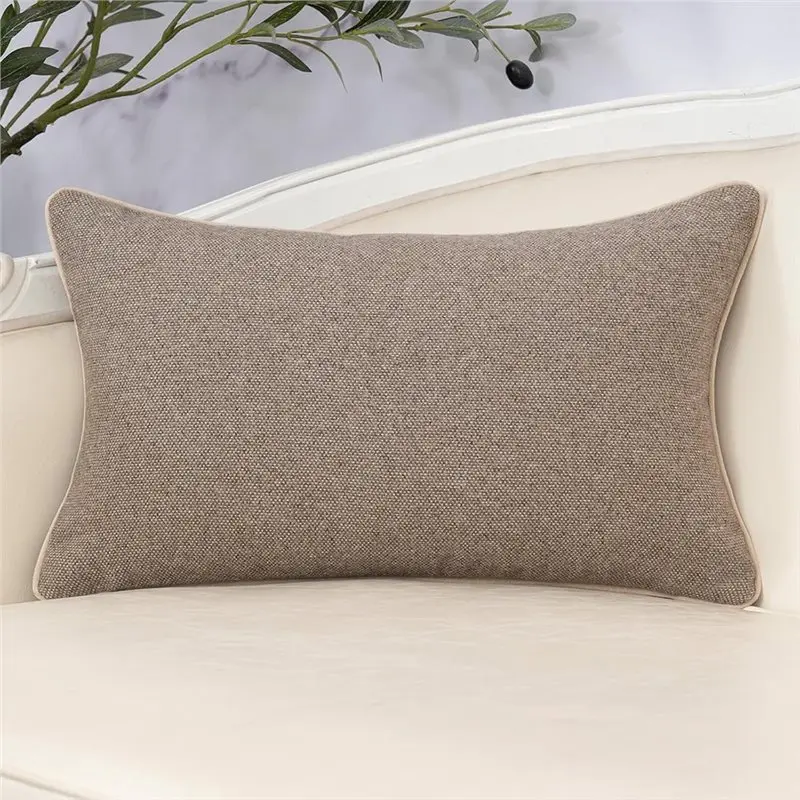 ABWZ-Farmhouse-Style Decorative Pillowcases, Plush Rectangular Cushion Covers Neutral Floral Design Sofa Brown